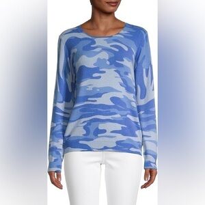 Amicale 100% Cashmere Blue Camo Sweater Size Medium